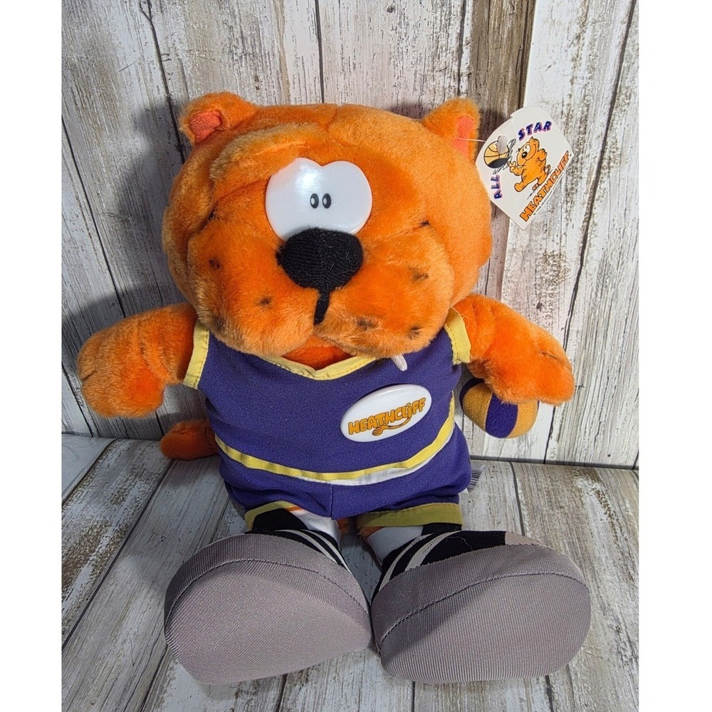 1998 Heathcliff All Star Plush Toy Orange Cat Basketball Player Outfit - Picture 9 of 10